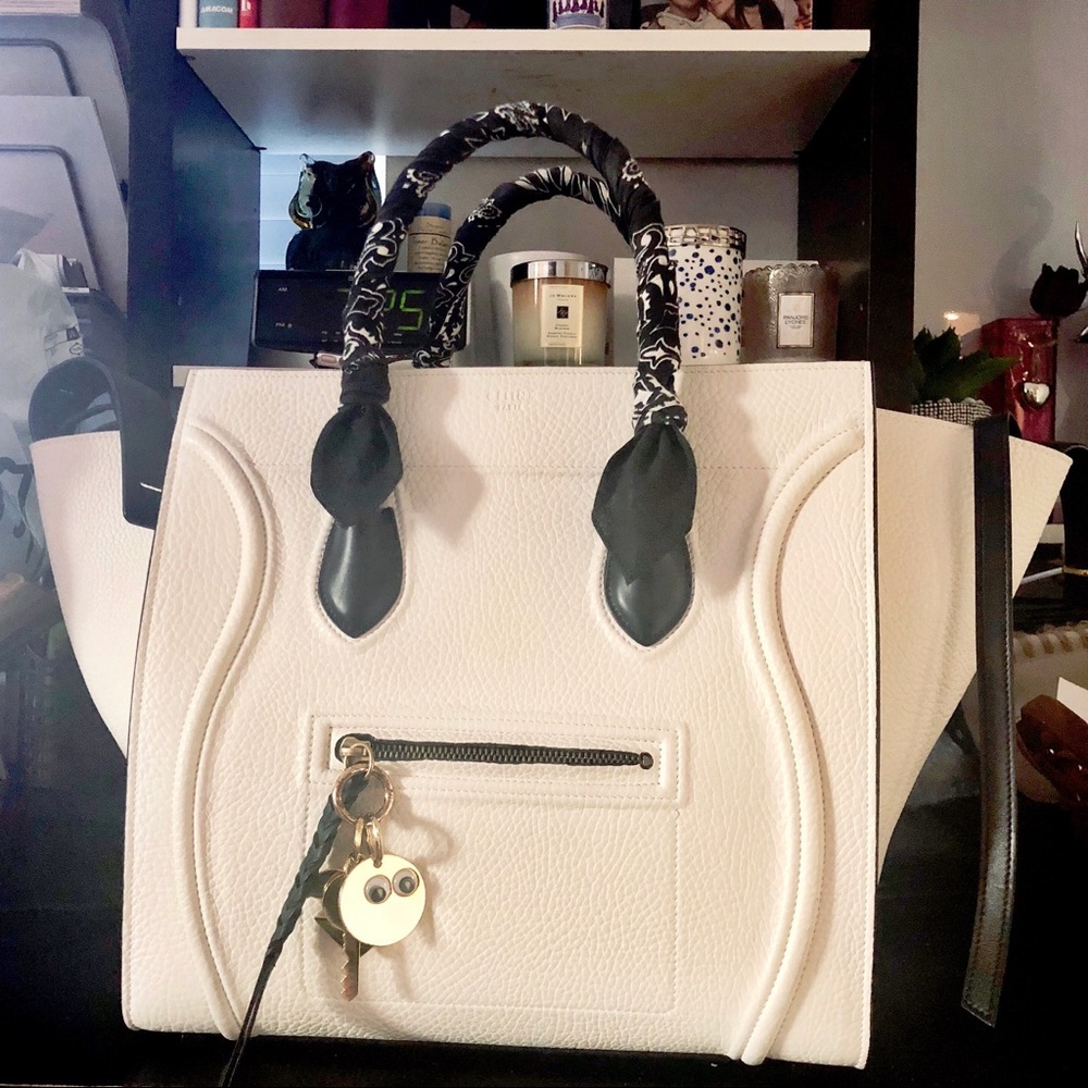 RARE✨ CÉLINE Cabas Phantom White Luggage Tote Bag - Picture 7 of 10